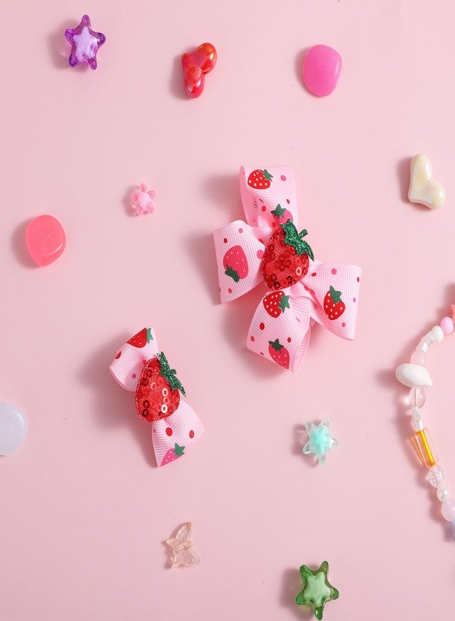 Matwsec 4PCS Strawberry Hair Clips Strawberry Bow Hair Accessories for Women Birthday Party Summer Dress Decor Gifts - Image 5